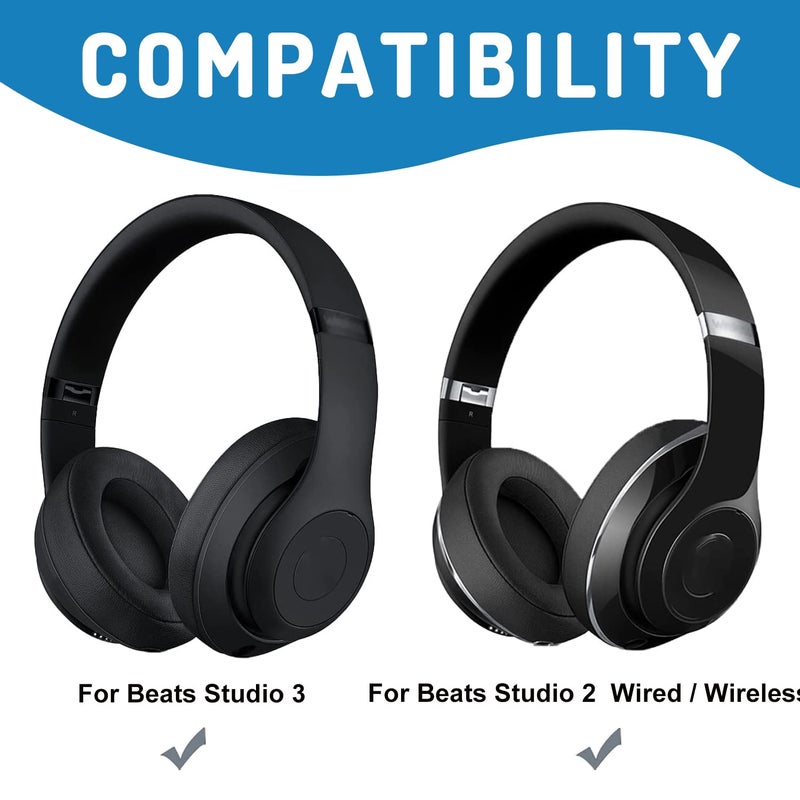 Adhiper Studio 2/3 Earpads Replacement Ear Pads Cushion Cover Compatible with Studio 2.0 Wired/Wireless & Studio 3.0 B0500 B0501 Over-Ear Headphones (Crystal Blue) - Image 3